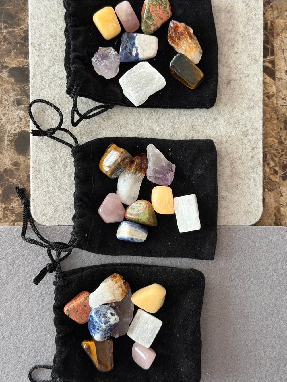 Chakra Crystal Set + Black Drawstring Pouch | 8